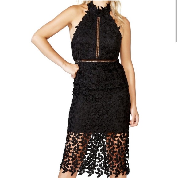 Bardot Halter Light Pink Lace Midi Dress - Picture 8 of 10